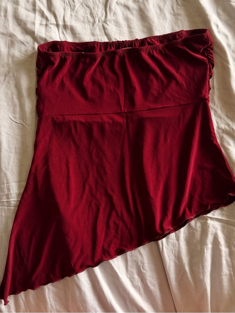 Strapless Asymmetrical Red Women’s Strapless Top - Picture 2 of 2